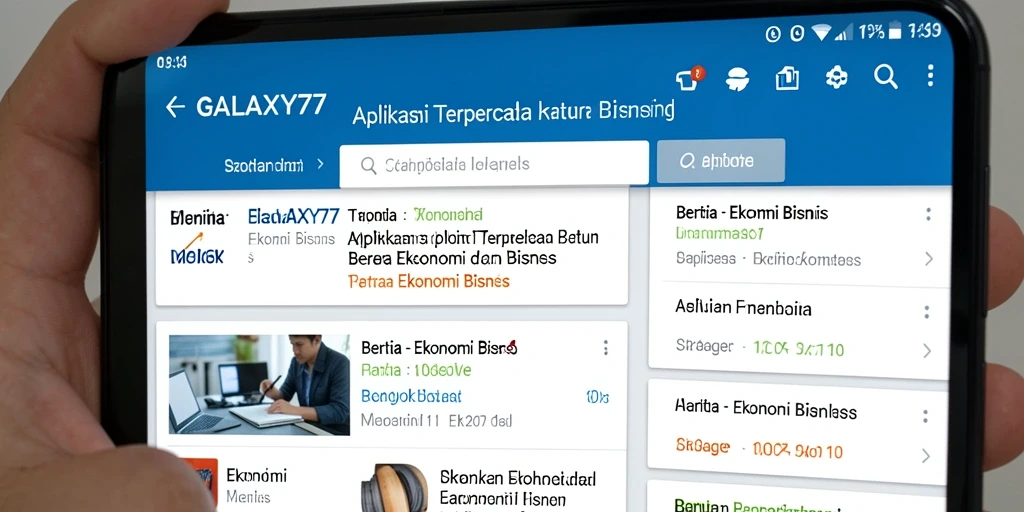 Tampilan antarmuka utama GALAXY77 dengan fitur berita bisnis.
