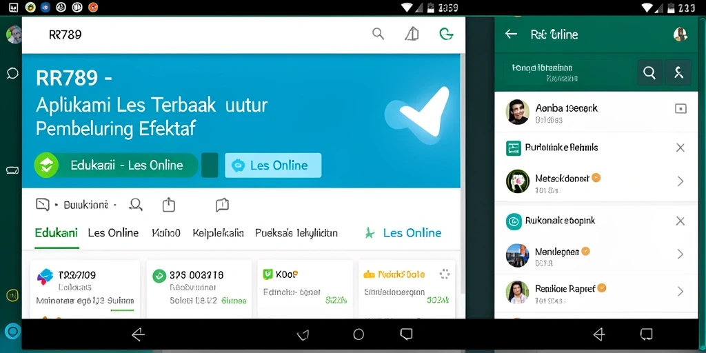 Tampilan antarmuka aplikasi Les Online RR789 yang intuitif dan modern.